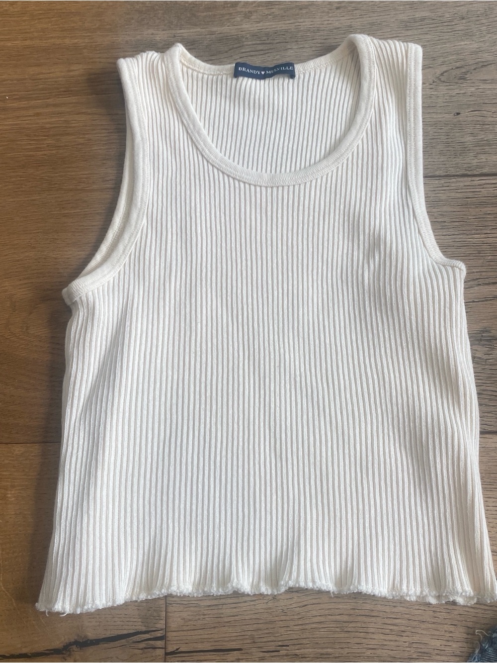 Brandy Melville Cream Ribbed Tank Top